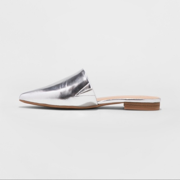 NWT A New Day Silver Metallic Slip On Mules sz 8-9 - Picture 4 of 7